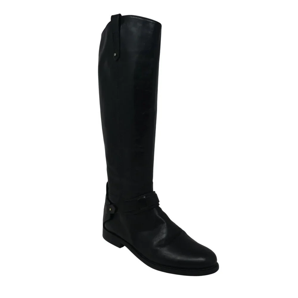 Tory Burch Colton Black‎ Leather Knee High Harness Riding Boots Womens 9
